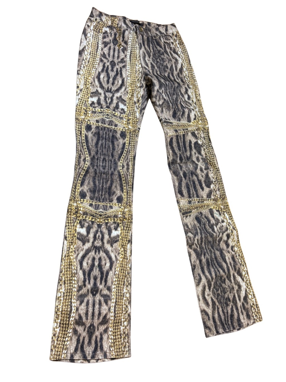 Roberto Cavalli FW2003 Leopard Chain Print Jeans - Picture 2 of 5
